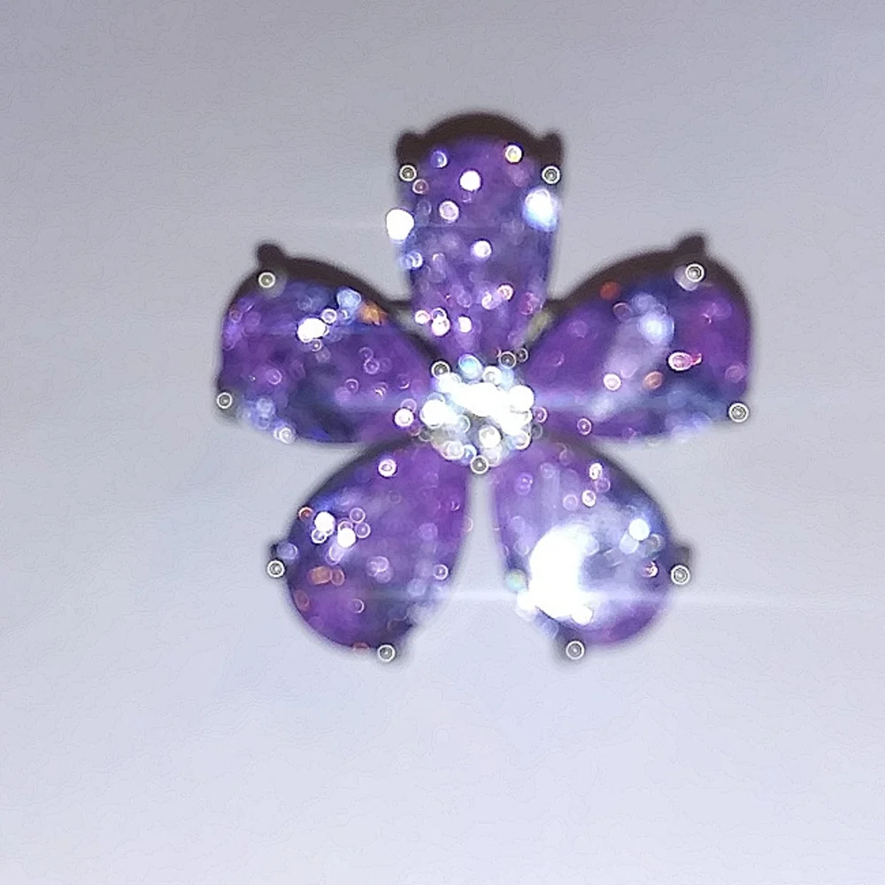 Pink Stone Flower Shaped Brooch Pin Pendant With Rhinestone - Picture 2 of 4